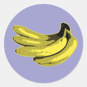 Sticker Rond Graphisme Banane Jaune Pop Art
