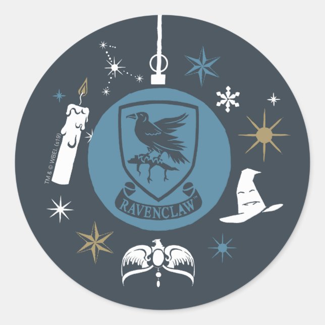 Sticker Rond Graphisme de boule de Noël RAVENCLAW™ (Devant)