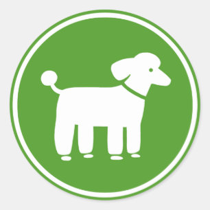 Sticker Rond Graphisme de caniche (vert)