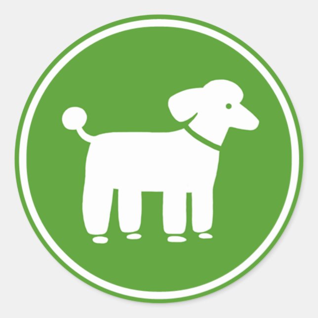 Sticker Rond Graphisme de caniche (vert) (Devant)