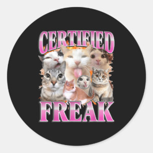 Sticker Rond Graphisme de chat certifié bootleg humour drôle ge
