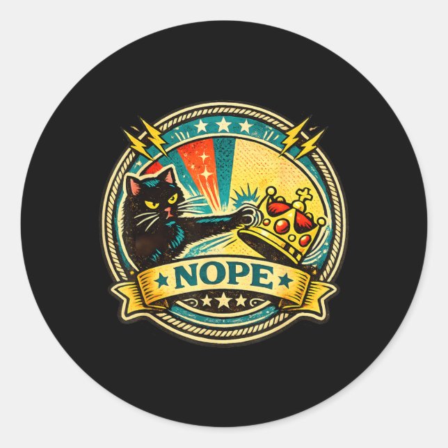 Sticker Rond Graphisme de chat noir impertinent avec attitude d (Devant)