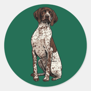 Sticker Rond Graphisme de chien Pointer Allemand de style Pop A