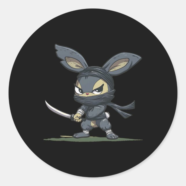 Sticker Rond Graphisme de lapin ninja incroyable pour une avent (Devant)