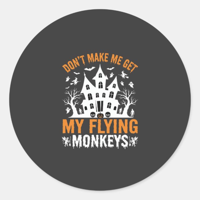 Sticker Rond Graphisme de maison hantée de singes volants Hallo (Devant)