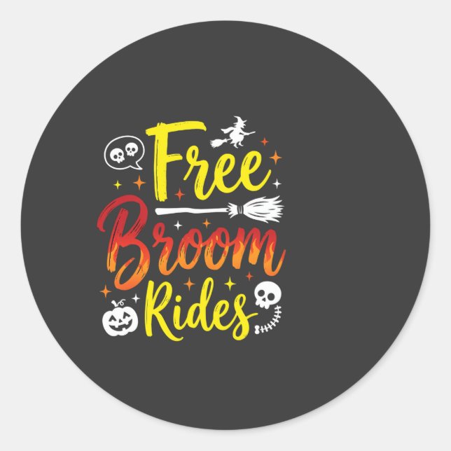 Sticker Rond Graphisme de sorcière de manèges de balai gratuits (Devant)