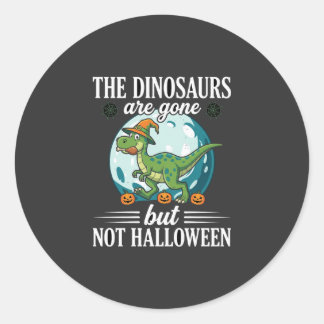 Sticker Rond Graphisme de sorcière d'Halloween de dinosaure drô
