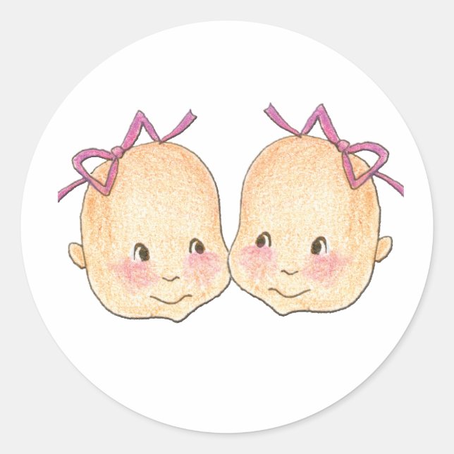 Sticker Rond Graphisme des jumeaux filles (Devant)