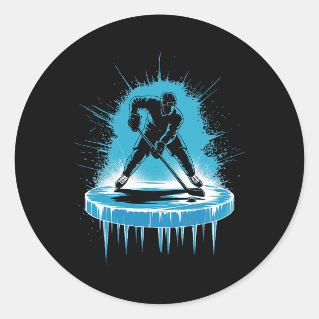 Sticker Rond Graphisme d'illustration de hockey sur glace (1)  (Devant)