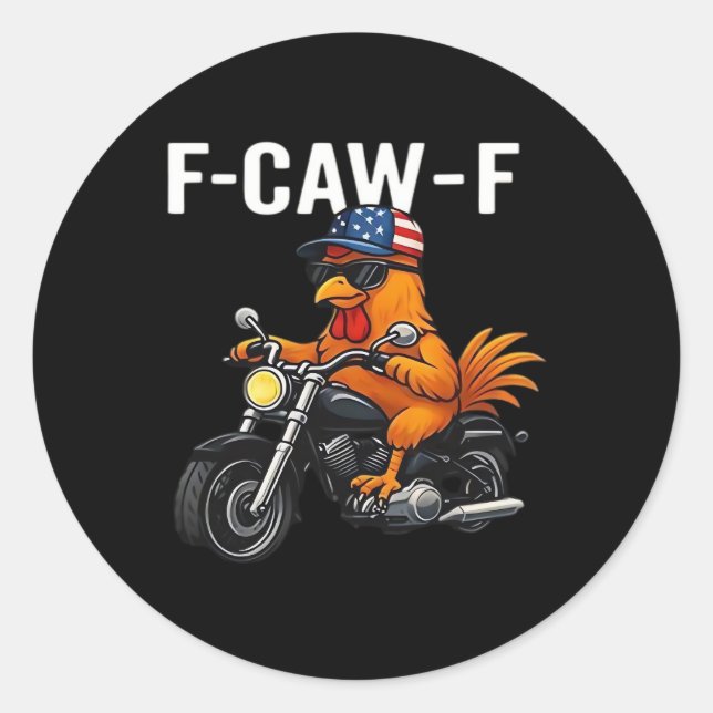 Sticker Rond Graphisme esthétique classique de poulet F-Caw-F (Devant)
