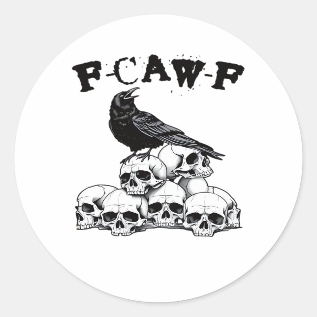 Sticker Rond Graphisme Halloween crâne de corbeau corneille got (Devant)