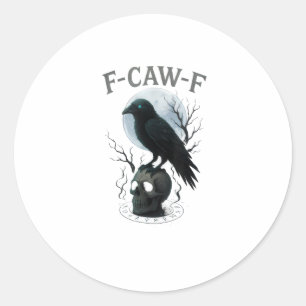 Sticker Rond Graphisme Halloween crâne de corbeau corneille got