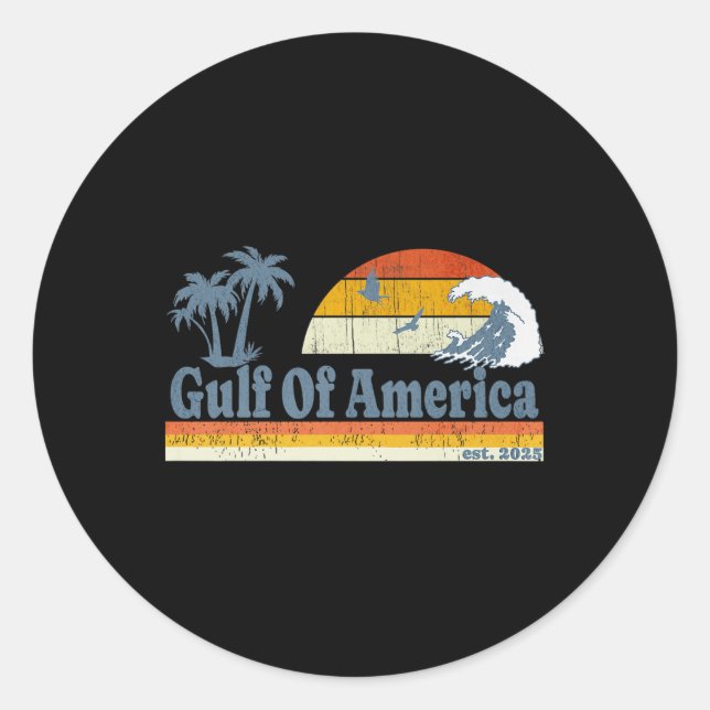 Sticker Rond Graphisme Rétro Golfe De L'Amérique D'Amérique N'O (Devant)