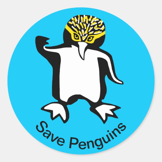 Sticker Rond Graphisme Sauver les PENGUINS - Faune - Bleu (Devant)