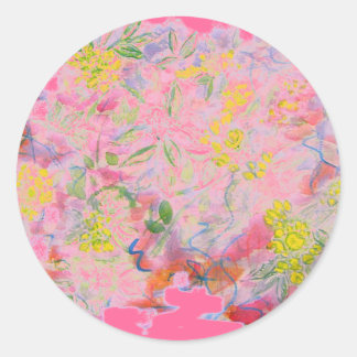 Sticker Rond grappes de fleurs pastel