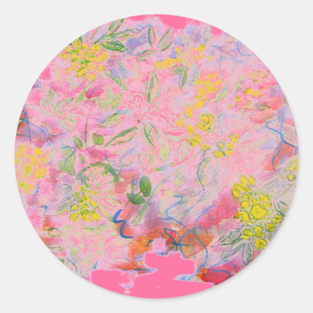 Sticker Rond grappes de fleurs pastel (Devant)