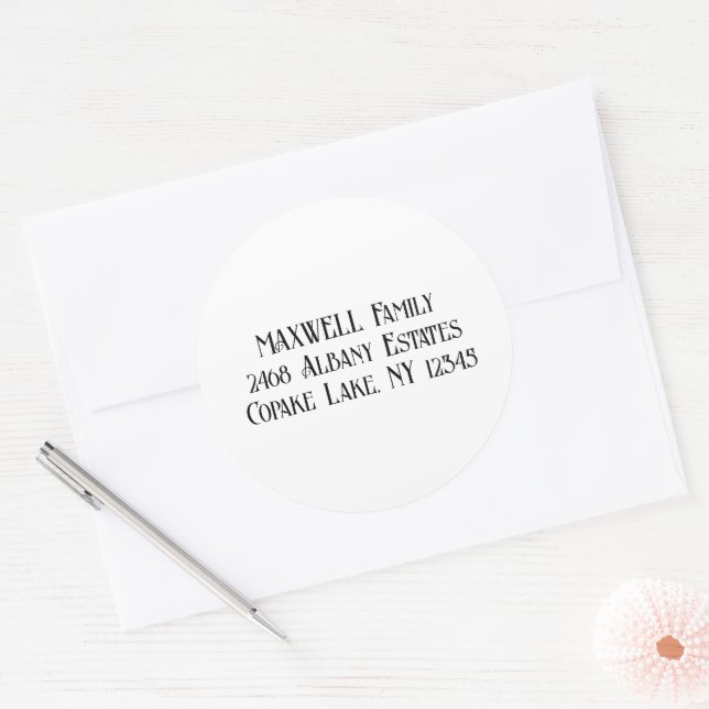 Sticker Rond Gras Black Elegant Typographie Nom (Enveloppe)