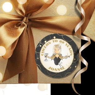 Sticker Rond Gras Cheers à 80 pour son Gold Black 80e anniversa