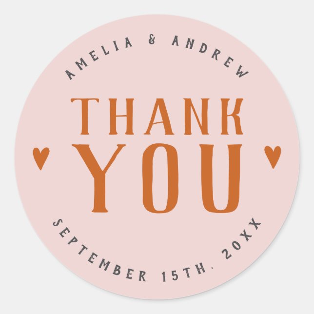 Sticker Rond Gras Coeur simple Coral rose mariage Favoriser (Devant)