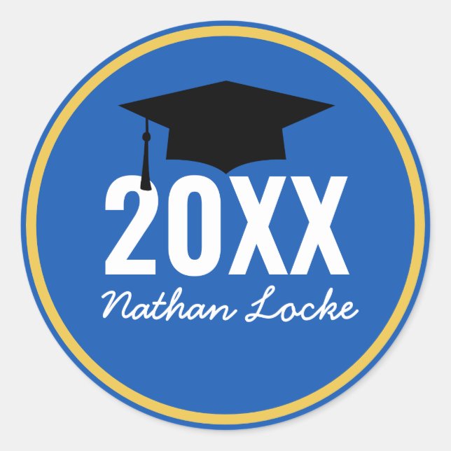 Sticker Rond Gras Grad Royal Blue Graduation (Devant)