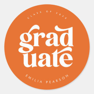 Sticker Rond Gras Moderne Type Orange Graduation