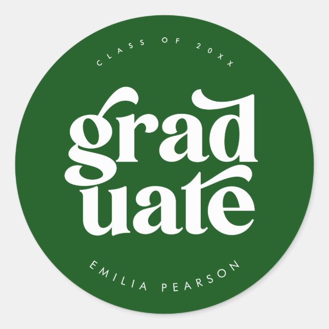 Sticker Rond Gras Moderne Type Vert Graduation (Devant)