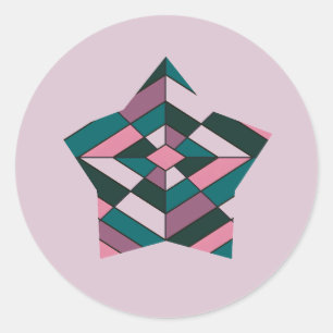 Sticker Rond Gras rose et Turquoise Diamant en verre