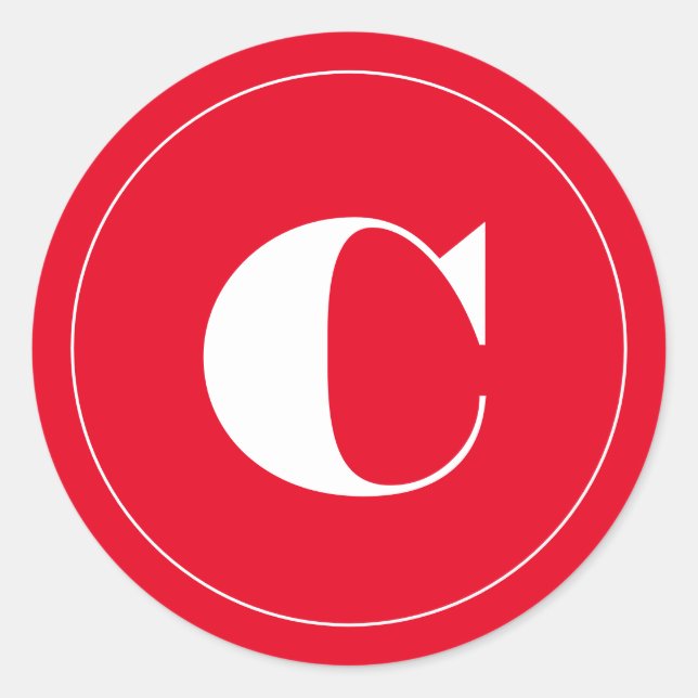 Sticker Rond Gras rouge vacances monogramme Noël initial (Devant)