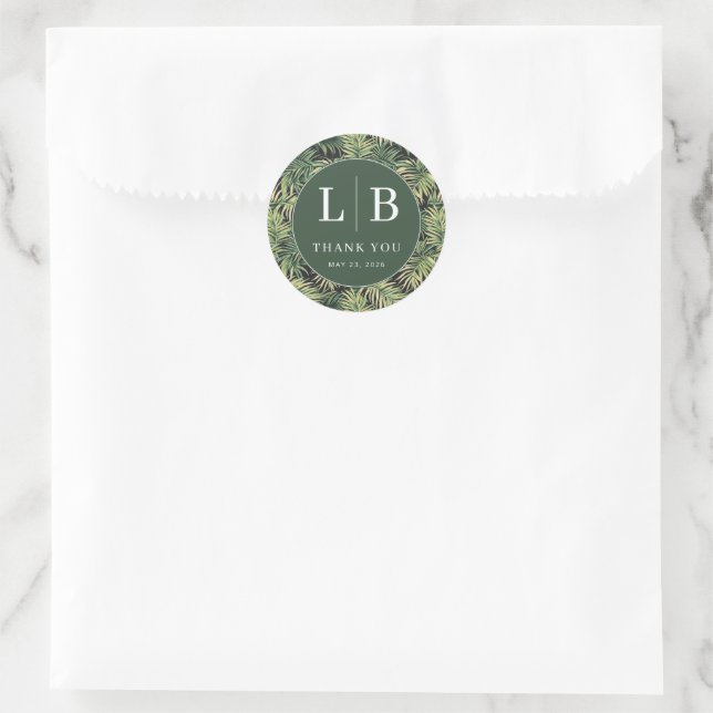 Sticker Rond Grateful Green Tropical Palm (Sac)