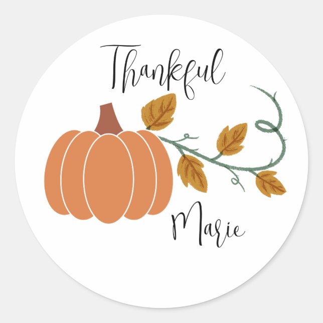 Sticker Rond Grateful - Merci Citrouille-Automne (Devant)