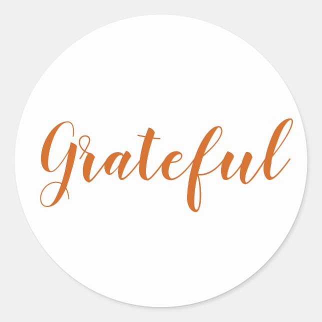 Sticker Rond Grateful orange épice script moderne thansgiving (Devant)