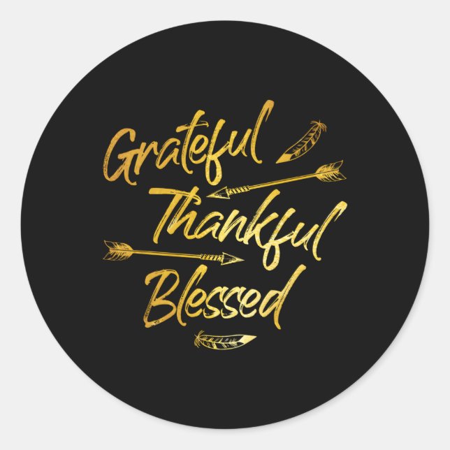 Sticker Rond Grateful Thanksgiving Gold Jour (Devant)