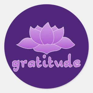 Sticker Rond Gratitude avec Lotus violet