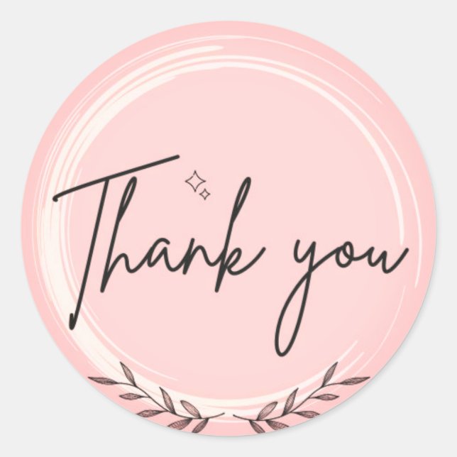 Sticker Rond "Gratitude en impression : Merci Sticker-Rose (Devant)