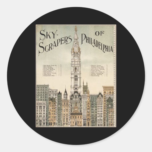 Sticker Rond Gratte-ciel de Philadelphie (Devant)