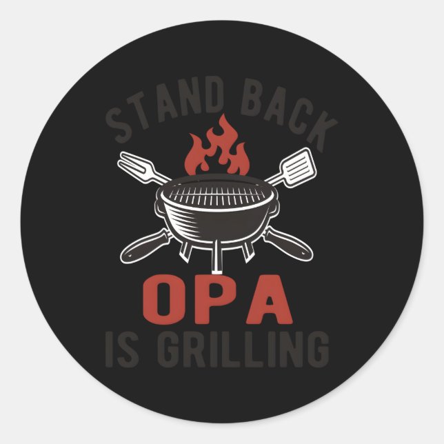 Sticker Rond Gratuit Opa Bbq Poppa Grand-pa (Devant)