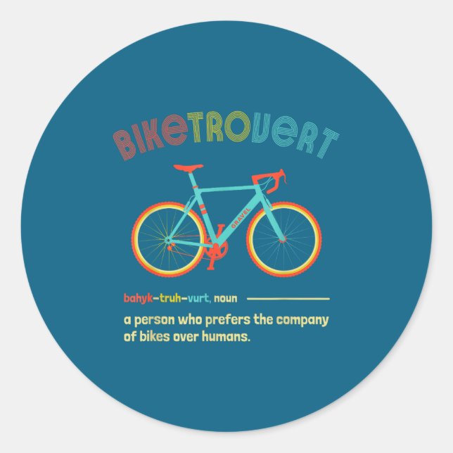Sticker Rond Gravel Bike Biketrovert Funny Cycling Quote Introv (Devant)