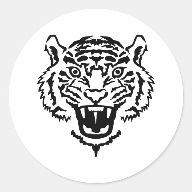 Sticker Rond Gravure de tigre (Devant)