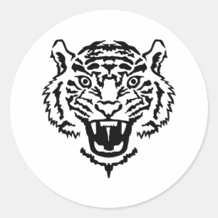 Sticker Rond Gravure de tigre