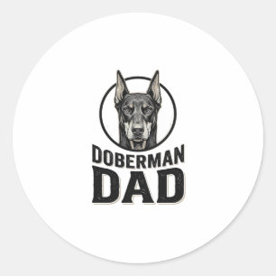 Sticker Rond Gravure Papa Doberman Vintage Création pour Amoure