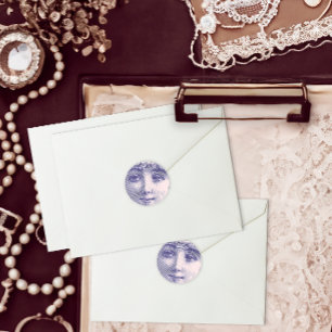 Sticker Rond Gravure vintage du visage d'une belle femme