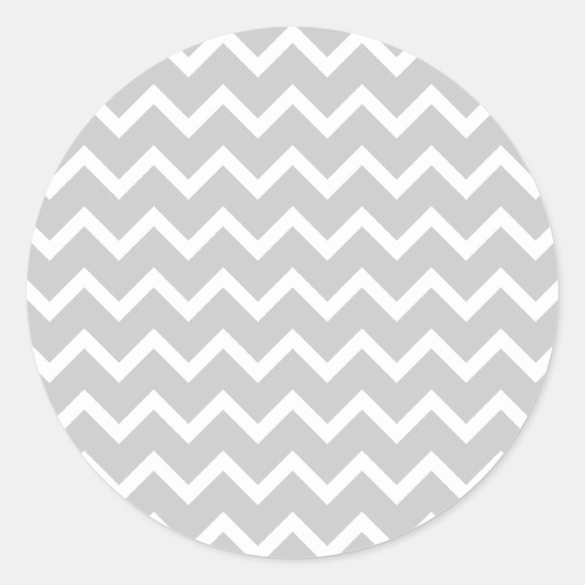Sticker Rond Gray and White Zigzag Stripes. (Devant)
