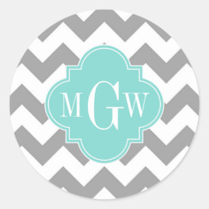 Sticker Rond Gray Wht Chevron