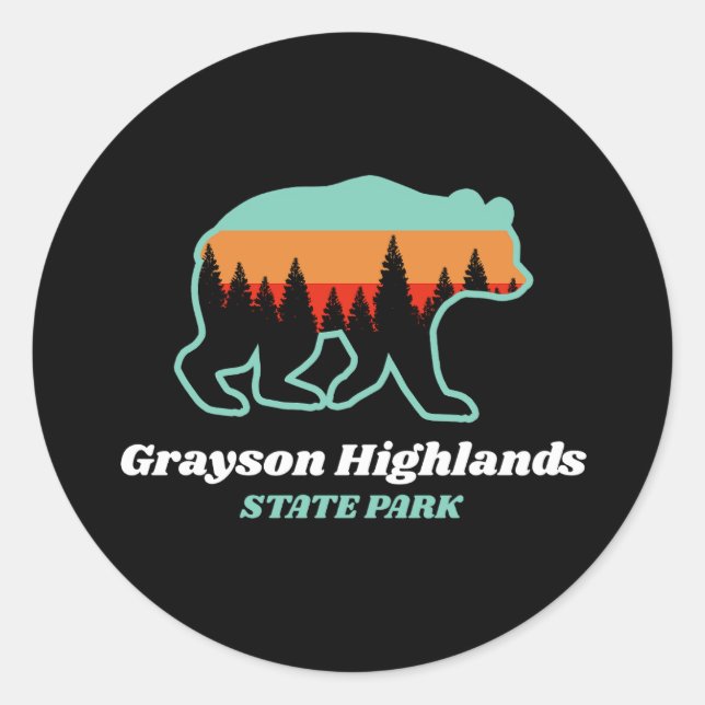 Sticker Rond Grayson Highlands State Park Virginia VA Bear (Devant)