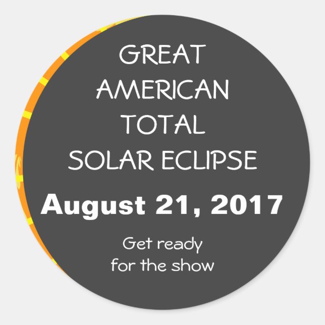 Sticker Rond Great American Total Solar Eclipse personnalisable (Devant)