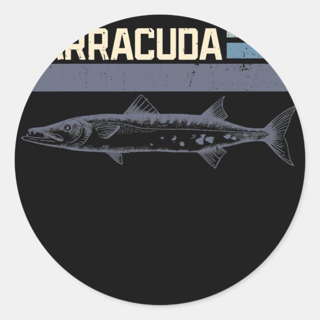 Sticker Rond Great Barracuda Cuda Fishing Wildlife Saltwater (Devant)