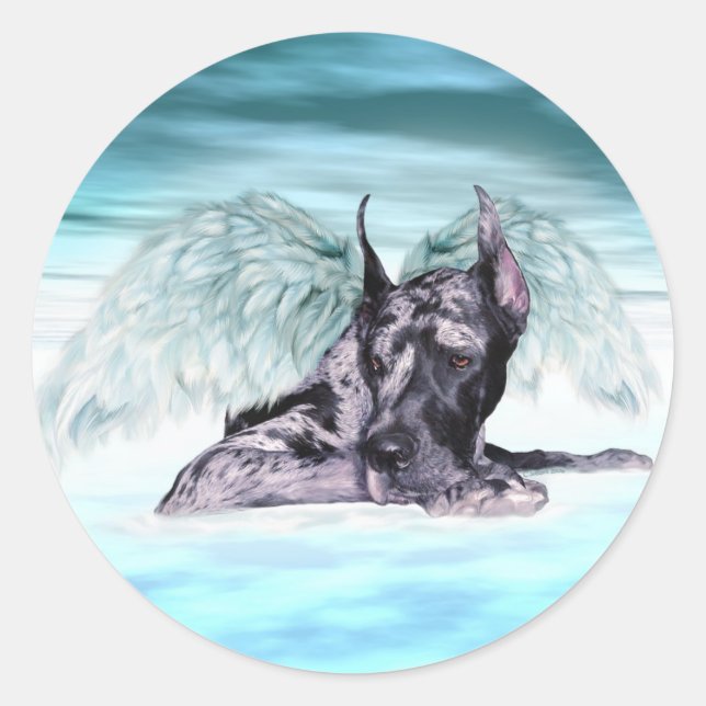Sticker Rond Great Dane Angel Merle (Devant)