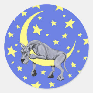 Sticker Rond Great Dane Blue Twinkle - Customisé
