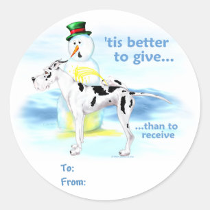 Sticker Rond Great Dane BTG Harlequin Tags cadeaux