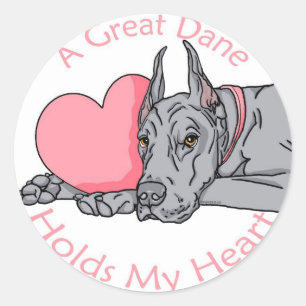 Sticker Rond Great dane juge le coeur bleu